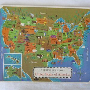 1967 Whitman Frame Tray Puzzle #4519: United States Map